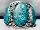 The Best Vintage Native American Navajo Chrysocolla Sterling Silver Bracelet!-Nativo Arts
