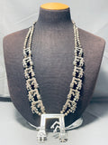 Gasp! Symbolic Vintage Native American Navajo 187 Gram Sterling Silver Squash Blossom Necklace-Nativo Arts