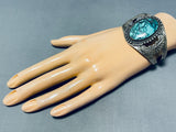 Cripple Creek Turquoise! Rare Vintage Native American Navajo Sterling Silver Bracelet-Nativo Arts