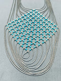 One Of The Most Intricate Vintage Native American Navajo Turquoise Sterling Silver Necklace-Nativo Arts