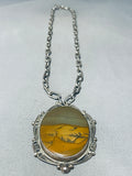Desert Scene Jasper!! Vintage Native American Navajo Sterling Silver Necklace-Nativo Arts