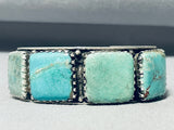 6-1/2' Wrist Vintage Native American Navajo Squared Turquoise Sterling Silver Bracelet-Nativo Arts