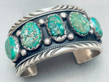 One Of The Best Vintage Native American Navajo Green Turquoise Sterling Silver Bracelet-Nativo Arts