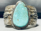 One Of The Coolest Vintage Native American Navajo Feather Turquoise Sterling Silver Bracelet-Nativo Arts