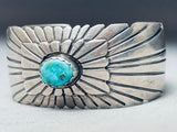Native American Sunrays Of Silver Sterling Vintage Turquoise Bracelet Signed-Nativo Arts
