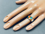 Rob Johnson Vintage Navajo Inlay Shell Turquoise Sterling Silver Ring-Nativo Arts