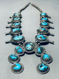 Mega Morenci Vintage Native American Navajo Turquoise Sterling Silver Squash Blossom Necklace-Nativo Arts