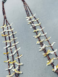 Family Of Doves Vintage Native American Navajo Bird Sterling Silver Heishi Necklace-Nativo Arts