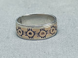 Very Unique Vintage Native American Navajo Zia Symbol Sterling Silver Gold Ring-Nativo Arts
