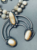 Fab Vintage Native American Navajo Domed Pearl Sterling Silver Squash Blossom Necklace-Nativo Arts