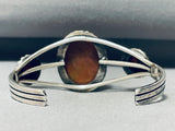 Red Rock Agate Vintage Native American Navajo Sterling Silver Bracelet Cuff-Nativo Arts