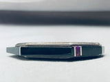 Most Unique Vintage Native American Navajo Jet Sugulitew Sterling Silver Inlay Bracelet-Nativo Arts