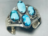 Blue Medicine Mine Vintage Native American Navajo Turquoise Sterling Silver Bracelet-Nativo Arts