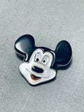 Whimsical Vintage Native American Zuni Inlay Mickey Mouse Sterling Silver Pin-Nativo Arts