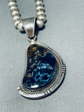 Moonlight Reflection Agate!! Vintage Native American Navajo Sterling Silver Necklace-Nativo Arts
