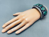 One Of The Best Vintage Native American Navajo Green Turquoise Sterling Silver Bracelet-Nativo Arts