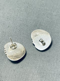 Native American Brilliant Zuni Signed Blue Gem Turquoise Sterling Silver Earrings-Nativo Arts