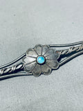 Wonderful Vintage Native American Navajo Blue Gem Turquoise Silver Flower Pin-Nativo Arts