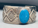 Big Lapis Vintage Native American Navajo Geomtric Sterling Silver Bracelet Cuff-Nativo Arts