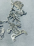 Charming Vintage Native American Navajo Sterling Silver Bear Zia Bird Roadrunner Charms Bracelet-Nativo Arts