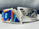 Important 6.5 Inch Wrist Vintage Native American Navajo Inlay Sterling Silver Turquoise Bracelet-Nativo Arts