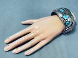 Powerful Bear Vitnage Native American Navajo Turquoise Sterling Silver Bracelet-Nativo Arts