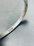 Impressive Vintage Laguna Native American Zuni Signed Sterling Silver Handstamped Cuff-Nativo Arts