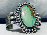 Very Early Heavy Vintage Native American Navajo Cerrillos Turquoise Sterling Coin Ingot Bracelet-Nativo Arts