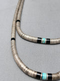 Heavy 161 Grams Vintage Native American Navajo Sterling Silver Turquoise Heishi Necklace-Nativo Arts