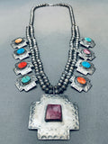 Most Beautiful Vintage Native American Navajo Cross Sterling Silver Squash Blossom Necklace-Nativo Arts