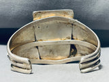One Of The Most Unique Vintage Native American Zuni Turquoise Inlay Sterling Silver Bracelet-Nativo Arts