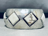 One Of The Most Unique Vintage Native American Navajo White Turquoise Sterling Silver Bracelet-Nativo Arts