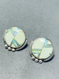 Native American R.h. Boyd Vintage Avajo Turquoise Opal Sterling Silver Earrings-Nativo Arts