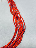 Gorgy!! Fabulous Native American Navajo Coral Tubule Sterling Silver Necklace-Nativo Arts