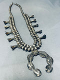Great Price! Vintage Native American Navajo Turquoise Sterling Silver Squahs Blossom Necklace-Nativo Arts