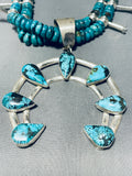 198 Grams Native American Navajo Turquoise Sterling Silver Squahs Blossom Necklace-Nativo Arts