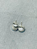 Sweet Vintage Native American Zuni Blue Gem Turquoise Sterling Silver Earrings-Nativo Arts