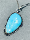 Unique Handmade Chain Vintage Native American Navajo Turquoise Sterling Silver Necklace-Nativo Arts