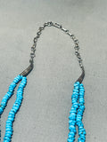 Brilliant Vintage Native American Navajo Blue Gem Turquoise Sterling Silver Necklace-Nativo Arts