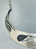 One Of A Kind Native American Hopi Sterling Silver Storyteller Pueblo Scene Collar Necklace-Nativo Arts