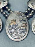 Incredible Vintage Native American Navajo Gold Sterling Silver Pottery Necklace Set-Nativo Arts