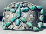 Early 1900's Vintage Native American Navajo Carico Lake Turquoise Sterling Silver Bracelet-Nativo Arts