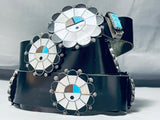 Tom Henry Vintage Native American Navajo Turquoise Inlay Sterling Silver Concho Belt