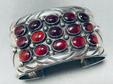 Rob Kelley Noreen Vintage Native American Navajo Garnet Sterling Silver Row Bracelet-Nativo Arts