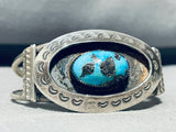 Bisbee Turquoise Rare Vintage Native American Navajo Sterling Silver Bracelet-Nativo Arts