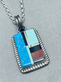 NImportant Tony Aguilar Vintage Santo Domingo Sterling Silver Inlay Necklace-Nativo Arts