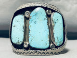 One Of The Best Vintage Native American Navajo Blue Diamond Turquoise Sterling Silver Bracelet-Nativo Arts