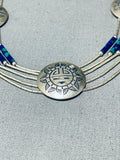 Spectacular Vintage Azuite Heishi Sterling Silver Sun Necklace-Nativo Arts