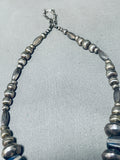 One Of The Coolest Vintage Native American Navajo Lapis Sterling Silver Necklace-Nativo Arts