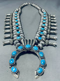 357 Grams!!!! Native American Navajo Turquoise Sterling Silver Squash Blossom Necklace-Nativo Arts